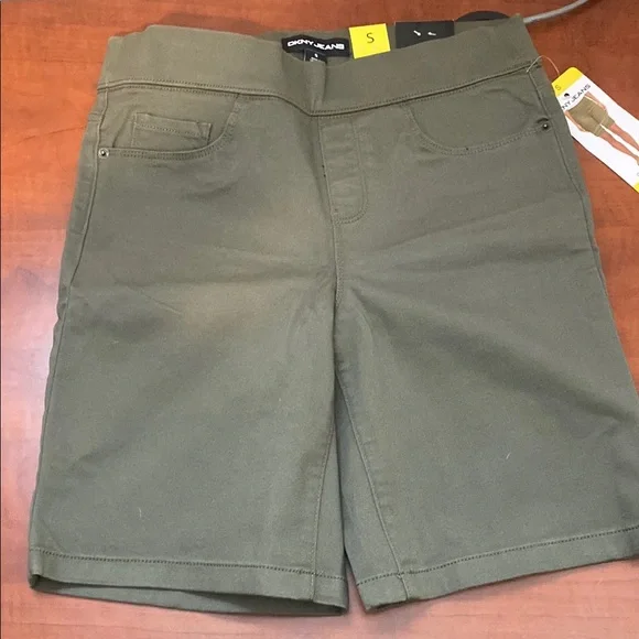 Dkny Womens Comfort Stretch Pull-on Bermuda Shorts S Color Olive - Picture 4 of 10